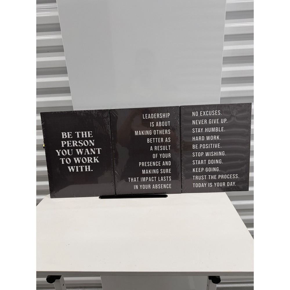 Set of 3 Motivational Canvas Wall Art Office Decor Black White Leadership Quotes
